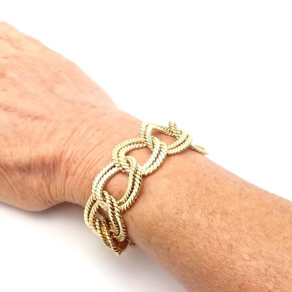 Rare! Authentic Verdura 18k Yellow Gold Rope Link Bracelet - Picture 7 of 10